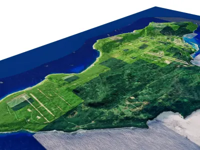 Tinian Island full 3d model terrain Low-poly 3D model