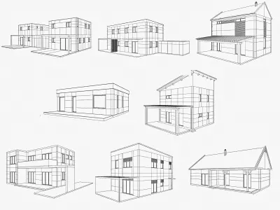House collection 4 low poly townhouse Low-poly 3D model