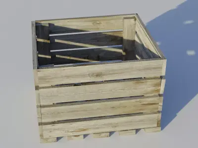 Simple Wooden Open-style Crate With Gaps Low-poly 3D model