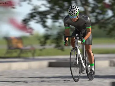  Road Cyclist in Action Rigged 