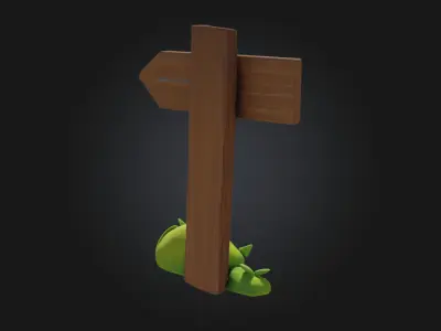 Farm Direction Sign Guiding the Way to Rustic Charm 3D model