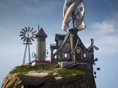 Windmill Fantasy House Low-poly 3D model