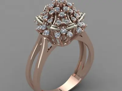 Rose Gold Women Diamond Ring 3D print model 3D print model