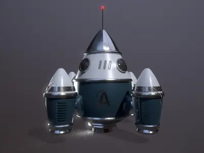 Stylized rocket Low-poly 3D model purchase