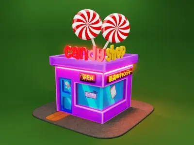 Candy Shop hand painted Blender Low-poly 3D model