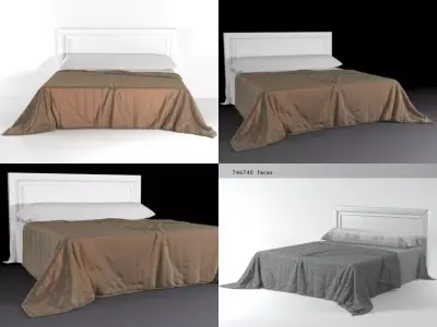 Haarlem bed with blankets 3D model