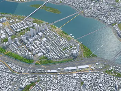 Yeouido District Seoul South Korea Low-poly 3D model