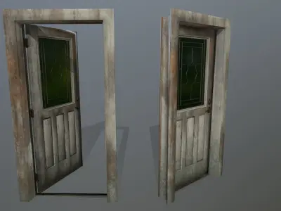 door 1 pair of wooden doors Low-poly 3D model purchase