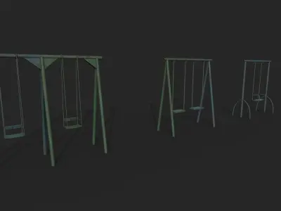 Swing Set For Playground Low-poly 3D model