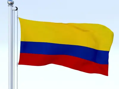 Animated Colombia Flag Low-poly 3D model