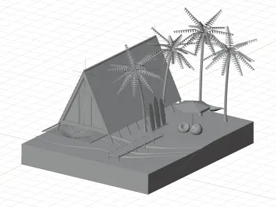 Summer Beach Isometric View 3D Render Illustration 3D model