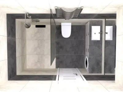 bathrooms bathroom with toilet and shower 3D model