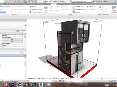 revit 4x4 residence by tadao ando 3D model