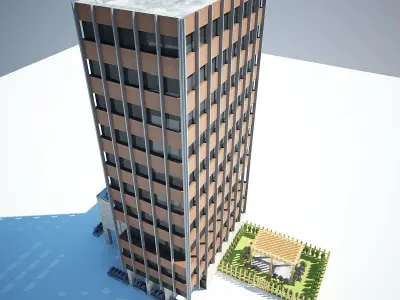 low poly building office - office 3D model