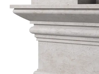 Classic Marble Balcony with Marble Balusters and Square Columns 3D model