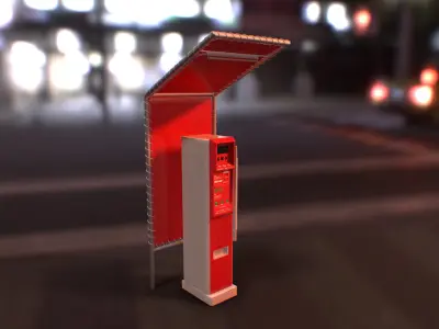 Japanese Parking Meter - PBR Game Ready Low-poly 3D model