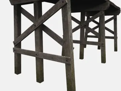 Old Wooden Bridge Low-poly 3D model
