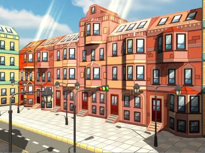 Cartoon Buildings Constructor Low-poly 3D model