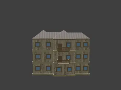 House Model 7 building Low-poly 3D model