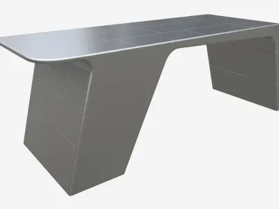 Metal Desk with Drawer 01 3D model