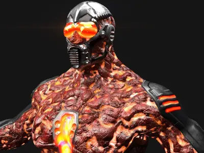 MechOrg Humanoid Cyborg Creature Rigged 3D Character Low-poly 3D model