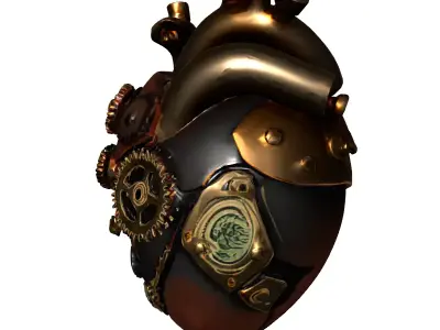 Steampunk Mechanical Heart 3D Model Low-poly 3D model