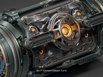 Sci-Fi Hard Surface Kitbash Set - 4 in 1 3D Model Pack