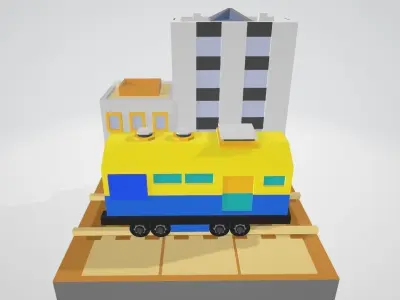 The town and the train Free 3D model