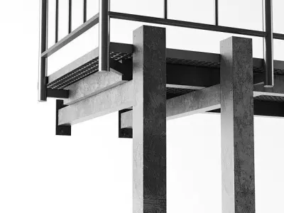 Metal Outdoor Stair Free 3D model