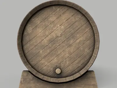 Wooden Barrel Vine Whiskey Gameready Low-poly 3D model