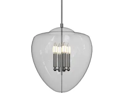 TERUEL clear glass pendant light with four lights 3D model