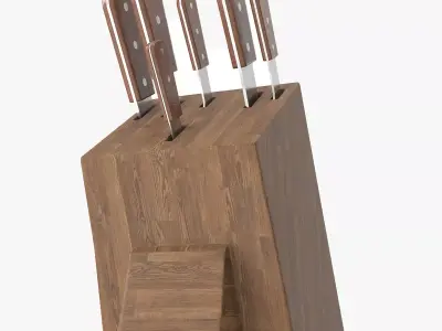 Kitchen Knife Holder with Knives Low-poly 3D model
