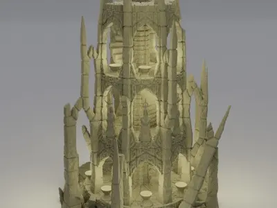 Ruined Altar Tabletop Terrain 28 MM 3D print model