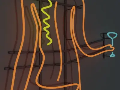 Bikini Martini Neon Sign 3D model