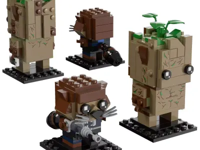 Lego Brickheadz - 41626 Groot and Rocket 3D model