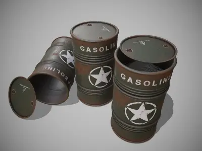 Barrels military used Low-poly 3D model