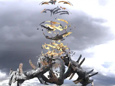 Transformer tail architecture debris 5  3D model