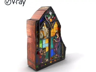 Medieval Stained Glass Fragment Model Pack Low-poly 3D model