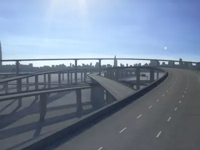 Freeway04 highway overpass with sun behind it 3D model