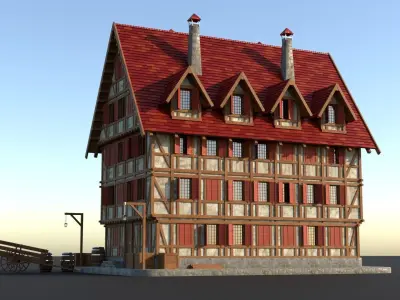 Medieval Building Low-poly 3D model