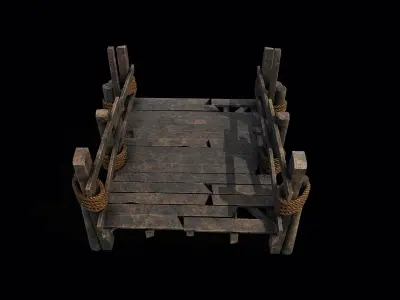 Wooden bridge Low-poly 3D model