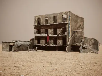 Ruined Houses Low-poly 3D model Pack Low-poly 3D model