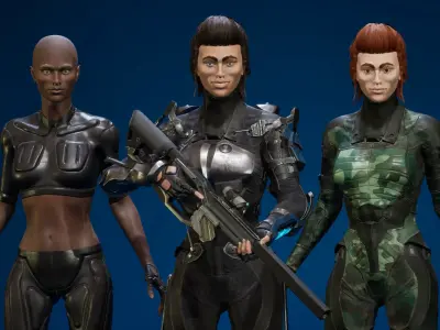 ExoSoldiers 01 Low-poly 3D model