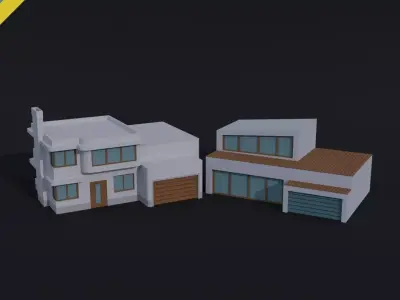 Cartoon Hi Tech simpsons house Polygonal Style Low-poly 3D model