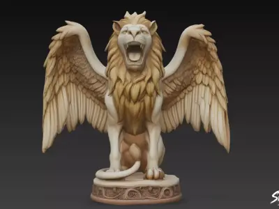 Lion Statue V38 Low-poly 3D model
