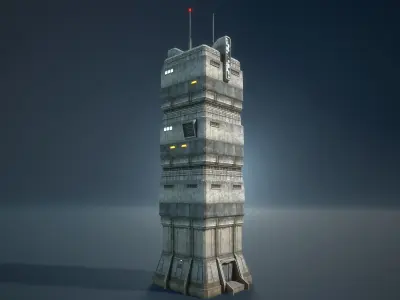Sci-Fi Towers Modular Set Low-poly 3D model