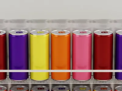 Soda Cans in Refrigerator 3D model