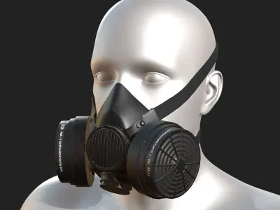 Gas mask protection futuristic fantasy human isolated Black  Low-poly 3D model