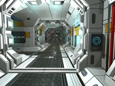 SciFi Corridor Set  Low-poly 3D model