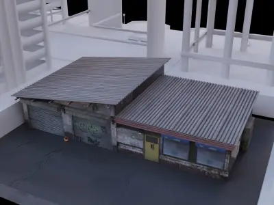 Urban Repair Garage for scenes and Games Low-poly 3D model